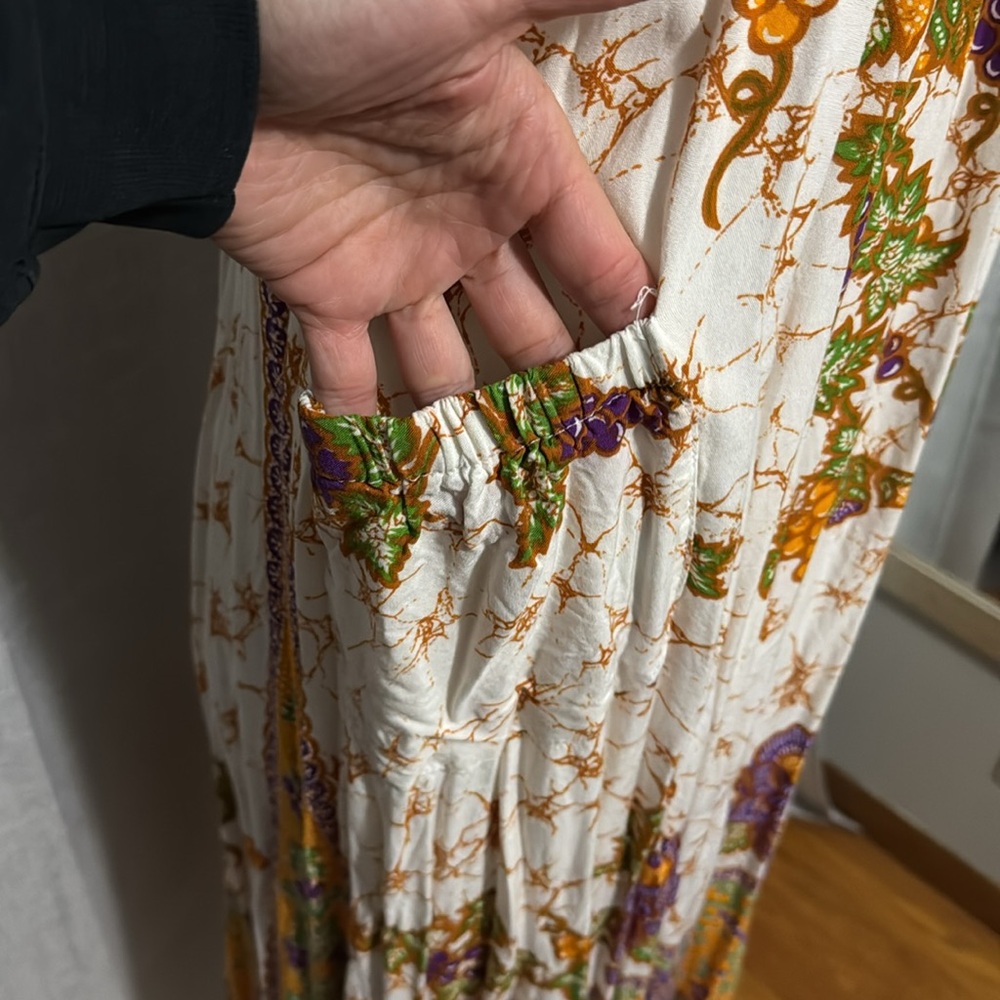 Batik Dress-Sz S/M-Cotton Blend Popover Style-Boho Chic Casual - Picture 9 of 15